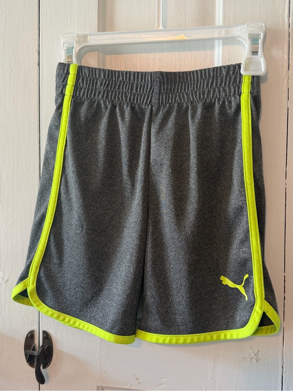 Puma Kids Gray Shorts with Neon Lime Trim